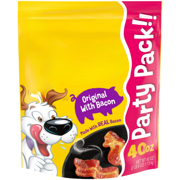 Strips Dog Treats Original with Bacon Flavor Dog Chews Snacks, 40 oz Pouch