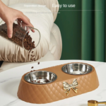 Pet Supplies Bow-tie Bowknot Cats Food Bowl PP Base Dog Bowl - Image 3