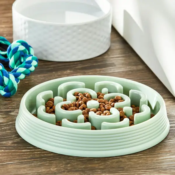Slow Chow Dog Bowl, Green Medallion - Image 3